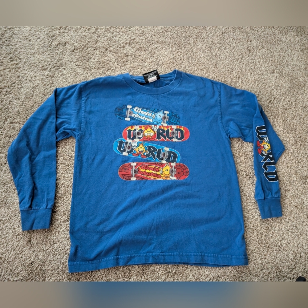 Vintage World Industries Skateboarding Long Sleeve Short Youth LARGE
